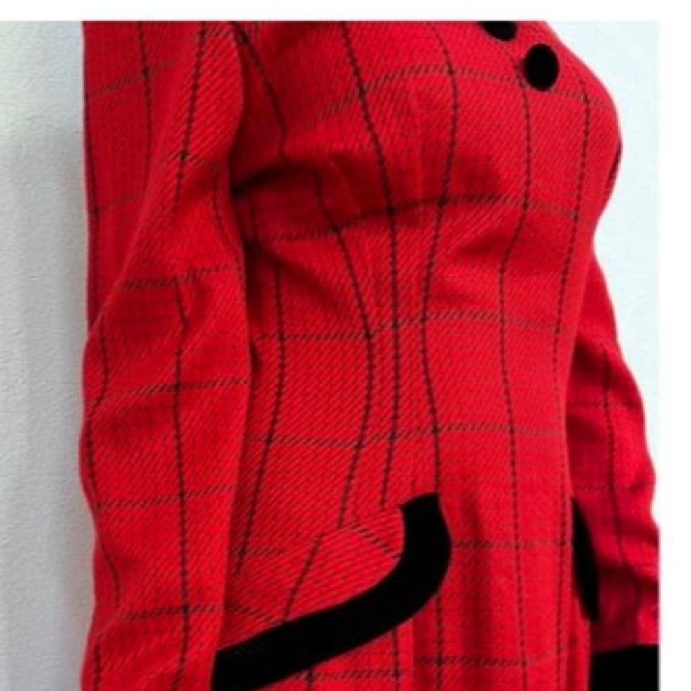 ★★Rare Gem★★ Women's Dress, Excellent Condition Red/Black Plaid, W-19" L-40 1/2" - Picture 3 of 10